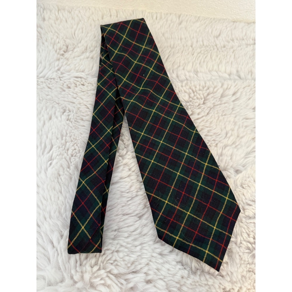 Vintage Polo‎ by Ralph Lauren Men's Necktie Plaid Wool Hand Finished USA Made